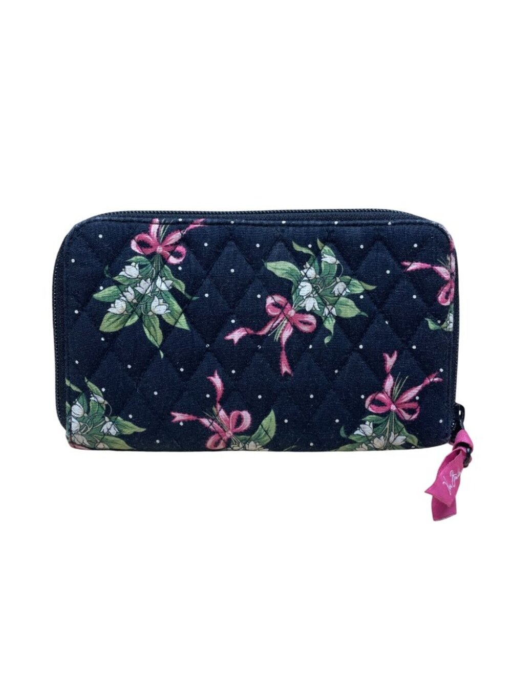 Vera Bradley Women’s Black Floral Quilted Wallet Zipper Closure & Card Slots